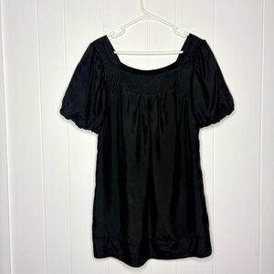 Tsumori Chisato 100% Silk Black Puff Sleeve Mini Dress Y2K Women’s Size Medium